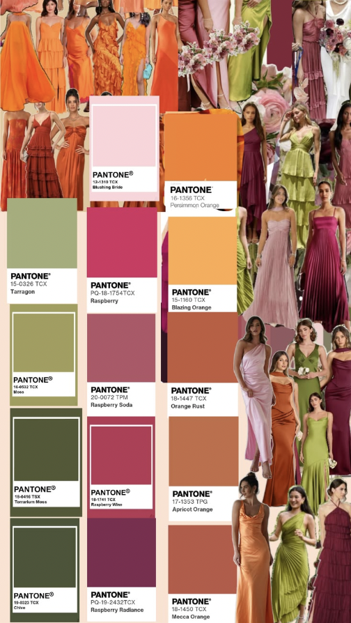 Sunset Blooms color palette and formal dress inspiration